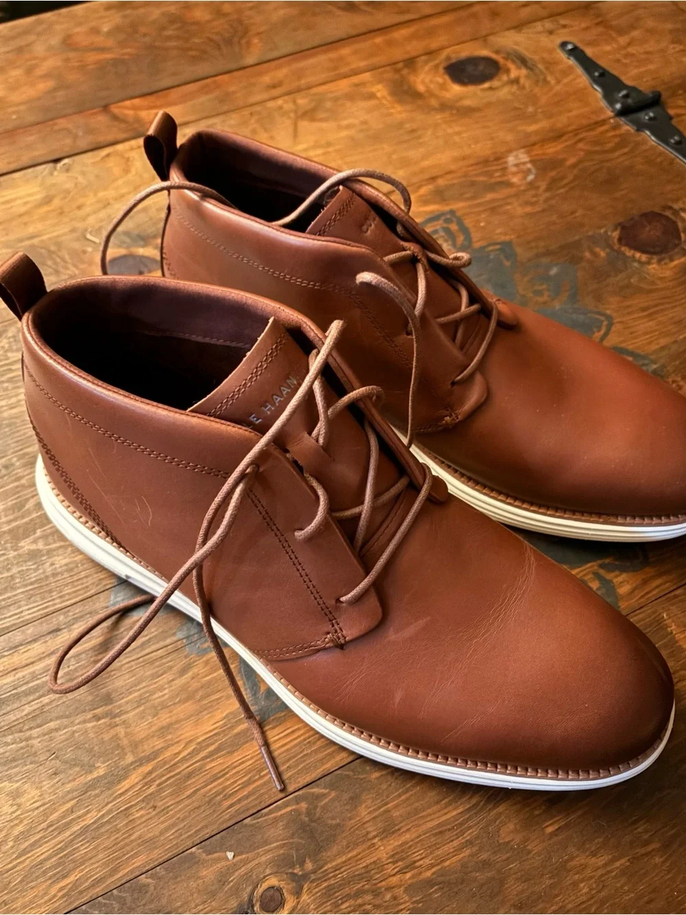 Cole Haan Men's Chestnut Leather Chukka Boots with White Sole